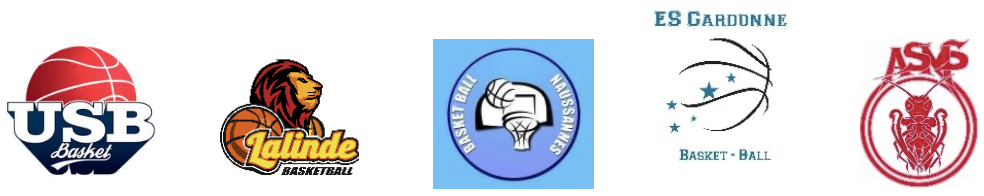 logos 5 clubs Dordogne Sud Basket